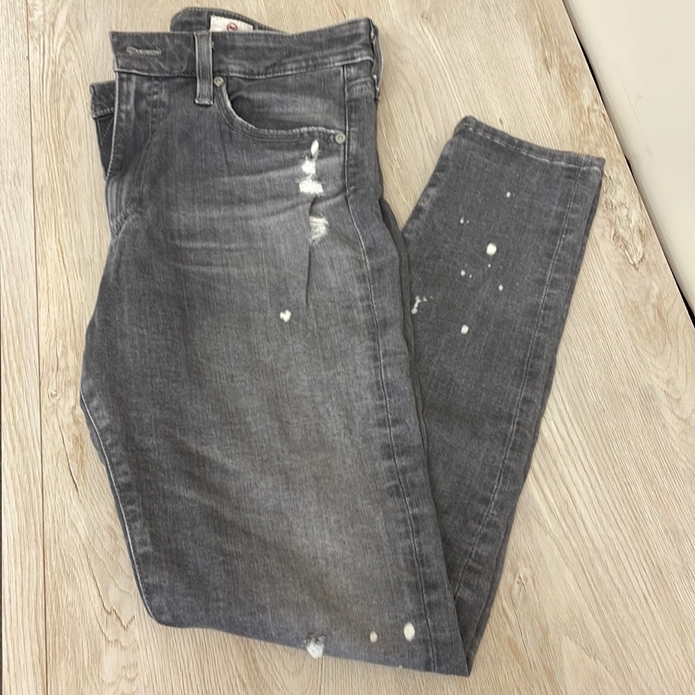 AG Farrah Gray Distressed Cropped Skinny Jean